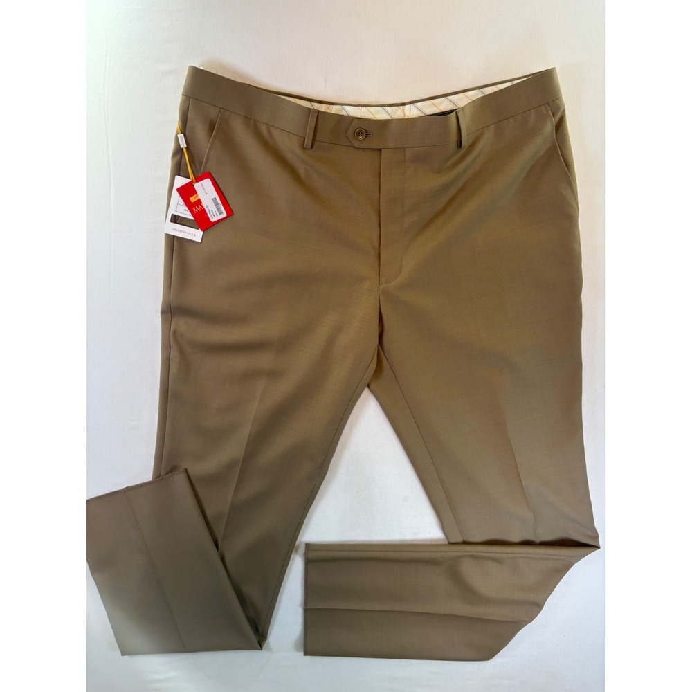 Mantoni Mens Tan 100% Virgin Wool No Pleat Dress Pants Slacks M40901-16 42R NWT